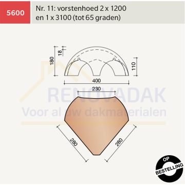 Broekstuk 2xHalfrond 1xSchub nr. 11 Koramic OVH Klassiek Zwart Gesmoord satinet