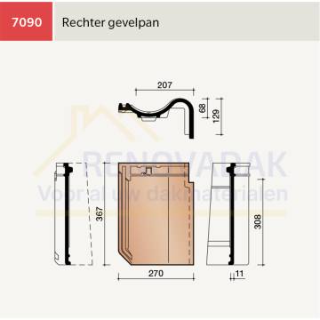 Gevelpan Rechts Koramic OVH Klassiek Natuurrood Naturel