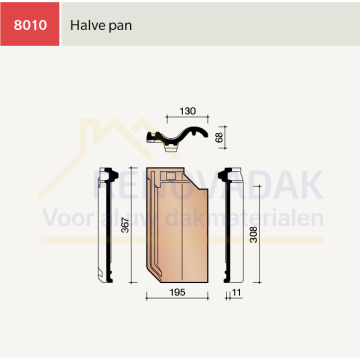 Halve pan Koramic OVH Klassiek Natuurrood Naturel