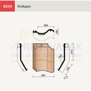 Knikpan 150° Koramic OVH Klassiek Zwart Gesmoord satinet