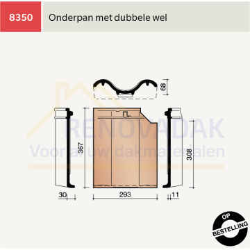 Onderpan met dubbelewel Koramic OVH Klassiek Zwart Gesmoord satinet