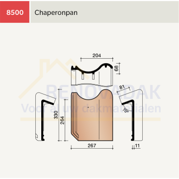 Chaperonpan 70° Koramic OVH Klassiek Zwart Gesmoord satinet