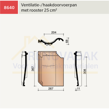 Ventilatiepan Koramic OVH Klassiek Zwart Gesmoord satinet