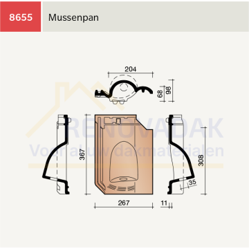 Mussen Vogelpan Koramic OVH Klassiek Natuurrood Naturel