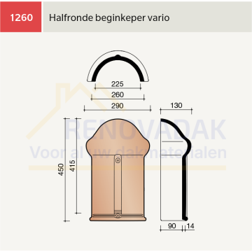 Halfronde Hoekkeperbeginvorst Koramic OVH Vario Herfstkleur satinet Engobe