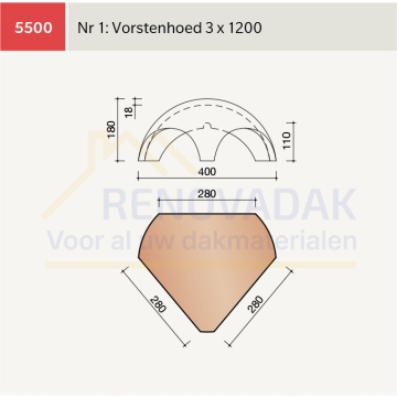 Broekstuk 3xHalfrond Vario nr. 1 Koramic OVH Vario Natuurrood+ Naturel