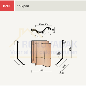 Knikpan 135° Koramic OVH Vario Natuurrood+ Naturel