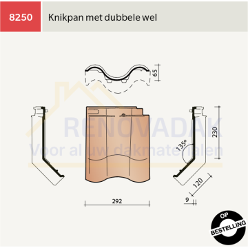 Knikpan 135° met dubbelewel Koramic OVH Vario Herfstkleur satinet Engobe