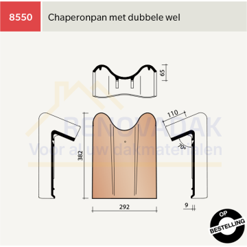 Chaperonpan 70° met dubbelewel Koramic OVH Vario Herfstkleur satinet Engobe