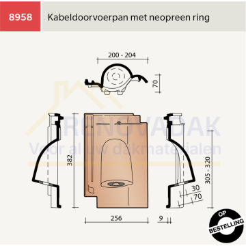 Kabel Doorvoerpan Koramic OVH Vario Natuurrood+ Naturel