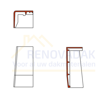 Halve Chaperongevelpan Links 90° Monier Signy-Finnez Antraciet mat vol donker Engobe