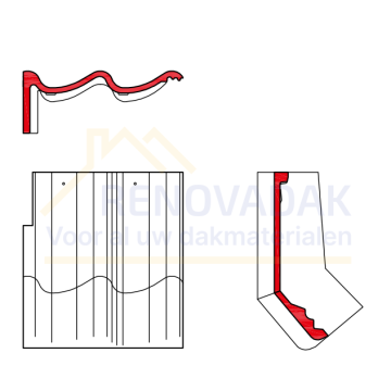 Knikgevelpan Links 140° Monier Sneldek Star