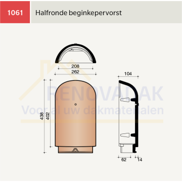 Halfronde Hoekkeperbeginvorst Koramic Standard Mulden Natuurrood Naturel