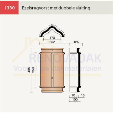 Ezelsrug Vorst met dubbelesluiting Koramic Standard Mulden Natuurrood Naturel
