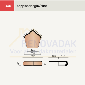 Ezelsrug Begin-/Eindkap Koramic Standard Mulden Natuurrood Naturel
