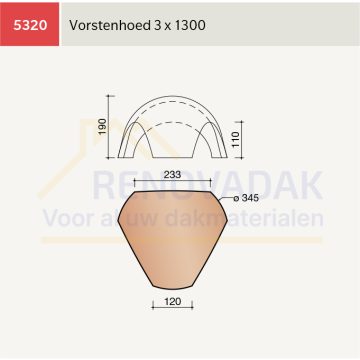Broekstuk 3xEzelsrug 1300 Koramic Standard Mulden Natuurrood Naturel