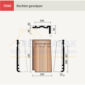 Gevelpan Rechts Koramic Standard Mulden Natuurrood Naturel