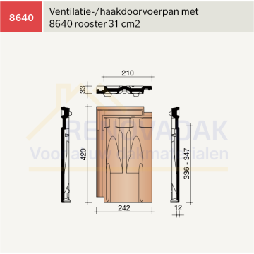 Ventilatiepan Koramic Standard Mulden Natuurrood Naturel