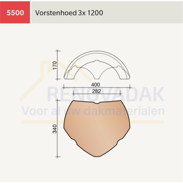 Broekstuk 3xHalfrond 1200 Koramic Tuile du Nord 18