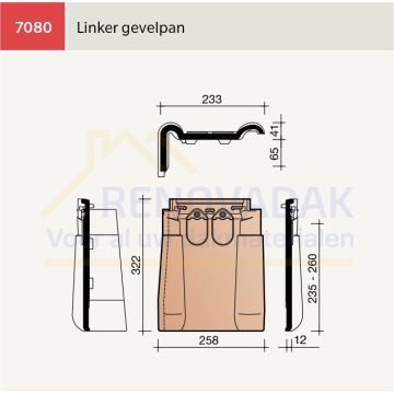 Gevelpan Links Koramic Tuile du Nord 18 Matzwart Engobe
