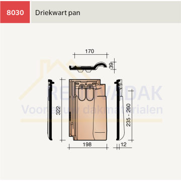 3/4 pan Koramic Tuile du Nord 18 Matzwart Engobe