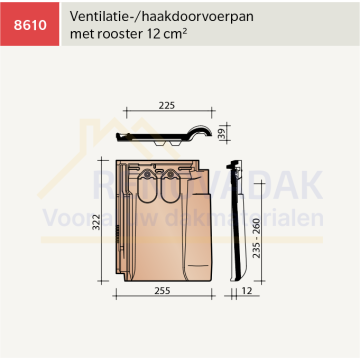 Ventilatiepan Koramic Tuile du Nord 18 Matzwart Engobe