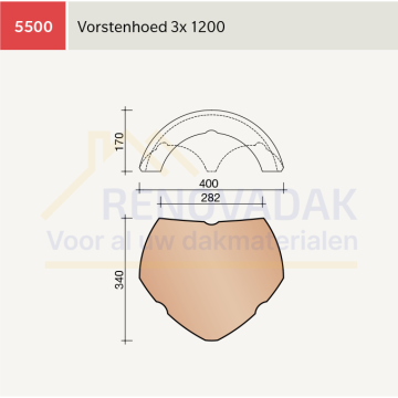 Broekstuk 3xHalfrond 1200 Koramic Tuile du Nord 44 Antraciet Engobe