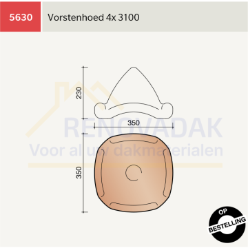 Broekstuk 4xHalfrond Hoekkeper 3100 Koramic Tuile du Nord 44 Amarant Engobe