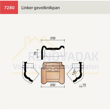 Knikgevelpan Links Koramic Tuile du Nord 44 Amarant Engobe