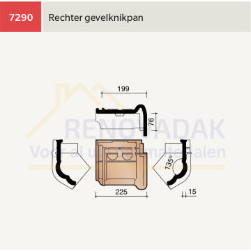 Knikgevelpan Rechts Koramic Tuile du Nord 44 Amarant Engobe
