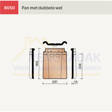 Dakpan met dubbelewel Koramic Tuile du Nord 44 Natuurrood Naturel
