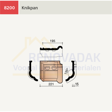 Knikpan 135° Koramic Tuile du Nord 44 Amarant Engobe