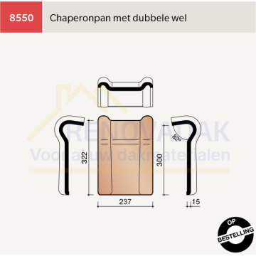 Chaperonpan 82° met dubbelewel Koramic Tuile du Nord 44 Amarant Engobe
