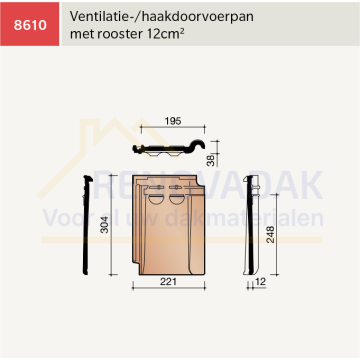 Ventilatiepan Koramic Tuile du Nord 44 Natuurrood Naturel