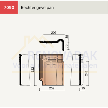 Gevelpan Rechts Koramic Tuile du Nord 993 Antraciet Engobe