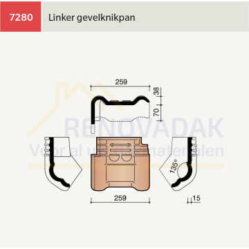 Knikgevelpan Links Maatwerk Koramic Tuile du Nord 993