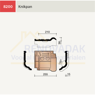 Knikpan 135° Koramic Tuile du Nord 993 Antraciet Engobe