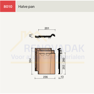 Halve pan Koramic Tuile du Nord Opalys Antraciet Engobe