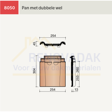 Halve pan met dubbelewel Koramic Tuile du Nord Opalys Antraciet Engobe