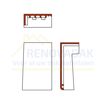 Chaperongevelpan Links 90° Monier Tuile Plat Inktzwart Mat verglaasd