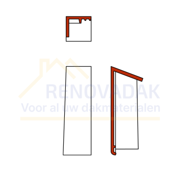 Halve Chaperongevelpan Links 70° Monier Tuile Plat Inktzwart Mat verglaasd