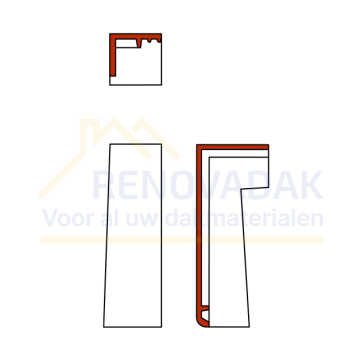 Halve Chaperongevelpan Links 90° Monier Tuile Plat Inktzwart Mat verglaasd