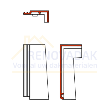 Halve Chaperongevelpan Rechts 90° Monier Tuile Plat Inktzwart Mat verglaasd