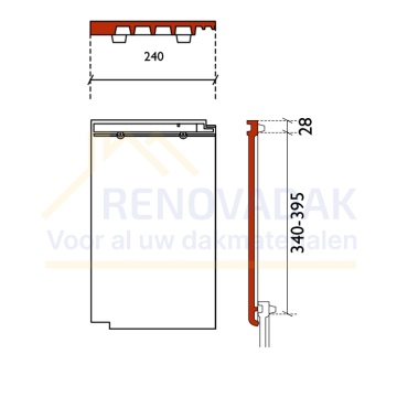 Eindpan Links Monier Tuile Plat Inktzwart Mat verglaasd