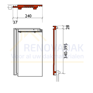 Ventilatiepan Monier Tuile Plat Inktzwart Mat verglaasd