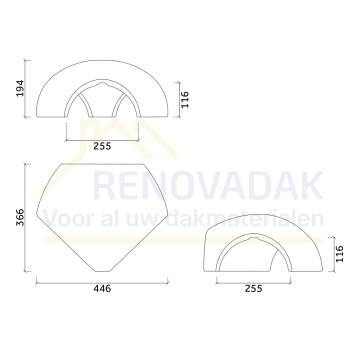 Broekstuk 3xHalfrond Type Plus Monier VH-Variabel Plus