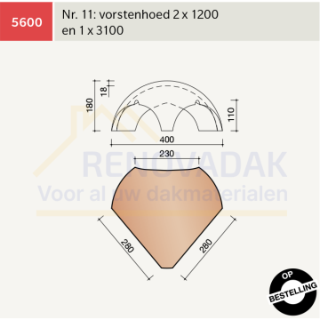 Broekstuk 2xHalfrond 1xSchub nr. 11 Koramic VHV Klassiek