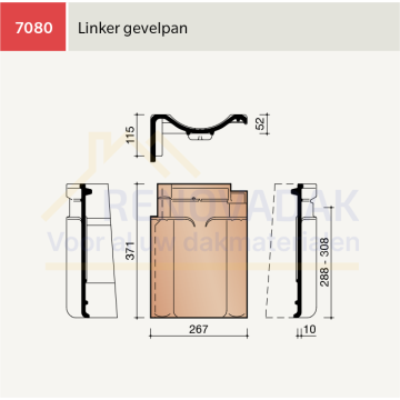 Gevelpan Links Koramic VHV Klassiek Blauw Gesmoord