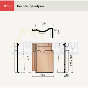 Gevelpan Rechts Koramic VHV Klassiek Blauw Gesmoord