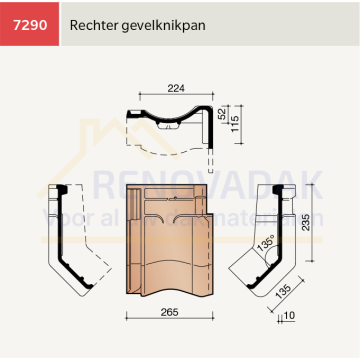 Knikgevelpan Rechts Maatwerk Koramic VHV Klassiek